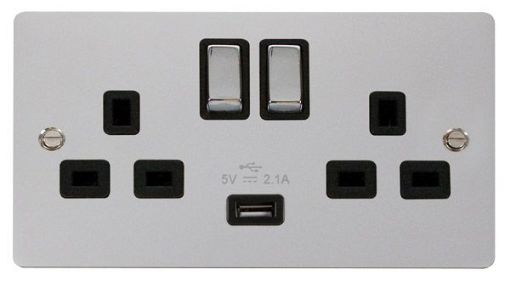 Picture of Click FPCH570BK Socket 2 Gang Switched and USB 13A