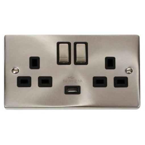 Picture of Click VPSC570BK Socket 2 Gang Switched and USB 13A