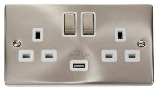 Picture of Click VPSC570WH Socket 2 Gang Switched and USB 13A