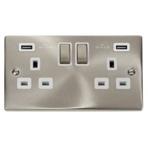 Picture of Click VPSC580WH Socket 2 Gang Switched and USB 13A