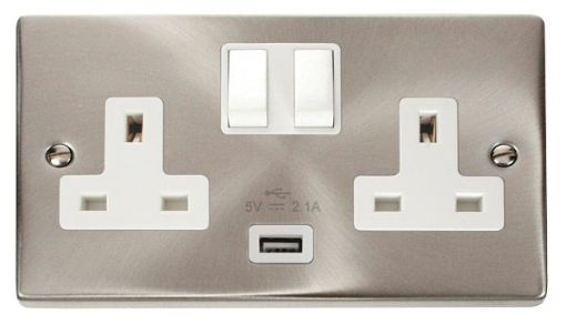 Picture of Click VPSC770WH Socket 2 Gang Switched and USB 13A