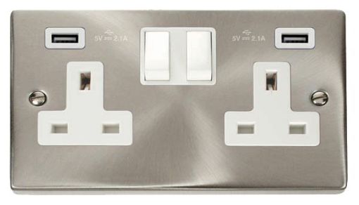 Picture of Click VPSC780WH Socket 2 Gang Switched and USB 13A