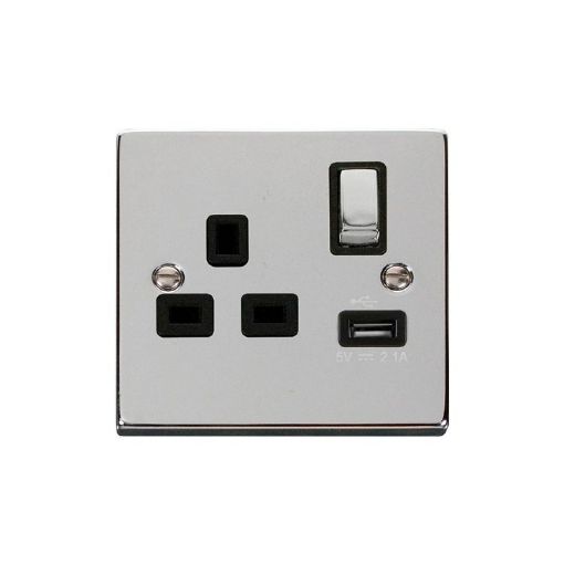 Picture of Click VPCH571BK Socket 1 Gang Switched and USB 13A