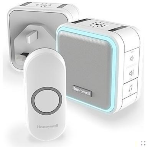 Picture of Honeywell Home Door Chime Kit Wirefree Plug-In 6 Tunes with Halo Light & Sleep Mode 150m 84dB White | DC515NBS