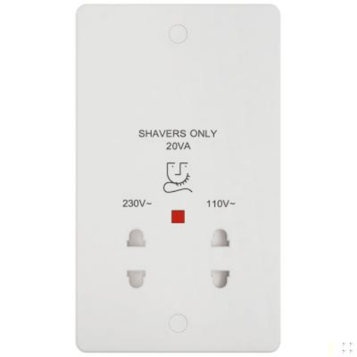 Picture of Niglon P-DVSS Shaver Socket Dual Volt Profile 20VA 115/230V White | PDVSS