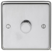 Picture of Eurolite Dimmer Switch LED 1 Gang 2 Way Push On Off Round Edge Matching Knob Polished Stainless Steel | PSS1DLED