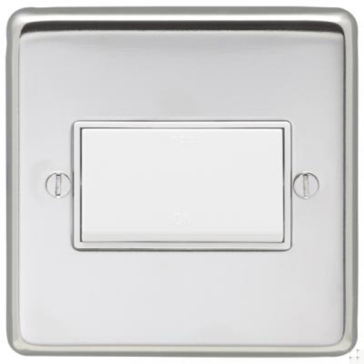 Picture of Eurolite Switch TP Fan Isolator White Insert 86x86x7mm Polished Stainless Steel | PSSFSWW