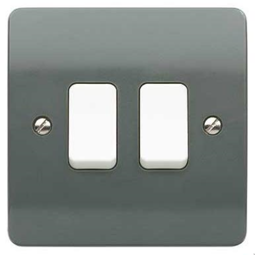 Picture of MK Electric Plate Switch 2 Gang 2 Way SP White Rocker Logic Plus 10A Graphite | K4872GRA