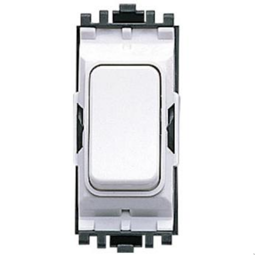 Picture of MK Electric Grid Switch 1 Way DP Push to Break Retractive Grid Plus 20A White | K4915WHI