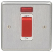 Picture of Eurolite Cooker Control Switch 1 Gang DP with Neon Red White Insert 45A 86x86x7mm Satin Stainless Steel | SSS45ASWNSW