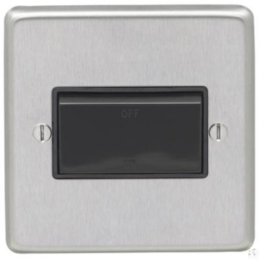 Picture of Eurolite Switch TP Fan Isolator Black Insert 86x86x7mm Satin Stainless Steel | SSSFSWB