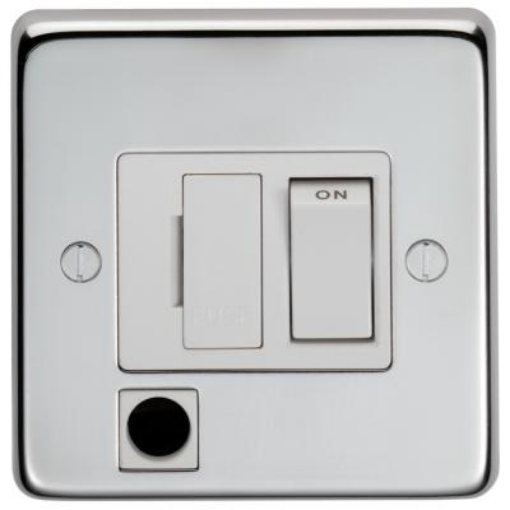 Picture of Eurolite Connection Unit Fused DP Switched with Flex Outlet White Insert 13A 86x86x7mm Polished Stainless Steel | PSSSWFFOW