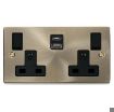 Picture of Click Socket 2 Gang Switched with Twin USB Outlet Type A & Type C Deco 13A 2x2.1A Antique Brass | VPAB786BK