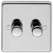 Picture of Eurolite Dimmer Switch LED 2 Gang 2 Way Push On Off Round Edge Matching Knob Polished Stainless Steel | PSS2DLED