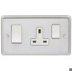 Picture of Eurolite Cooker Control Unit 2 Gang DP Switch & Socket White Insert 45A 146x86x7mm Polished Stainless Steel | PSS45ASWASW